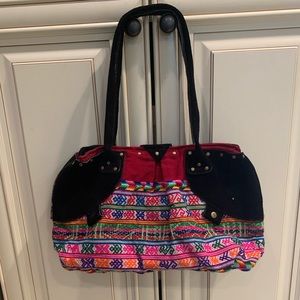 Peruvian Wool Accented Black Suede bag.